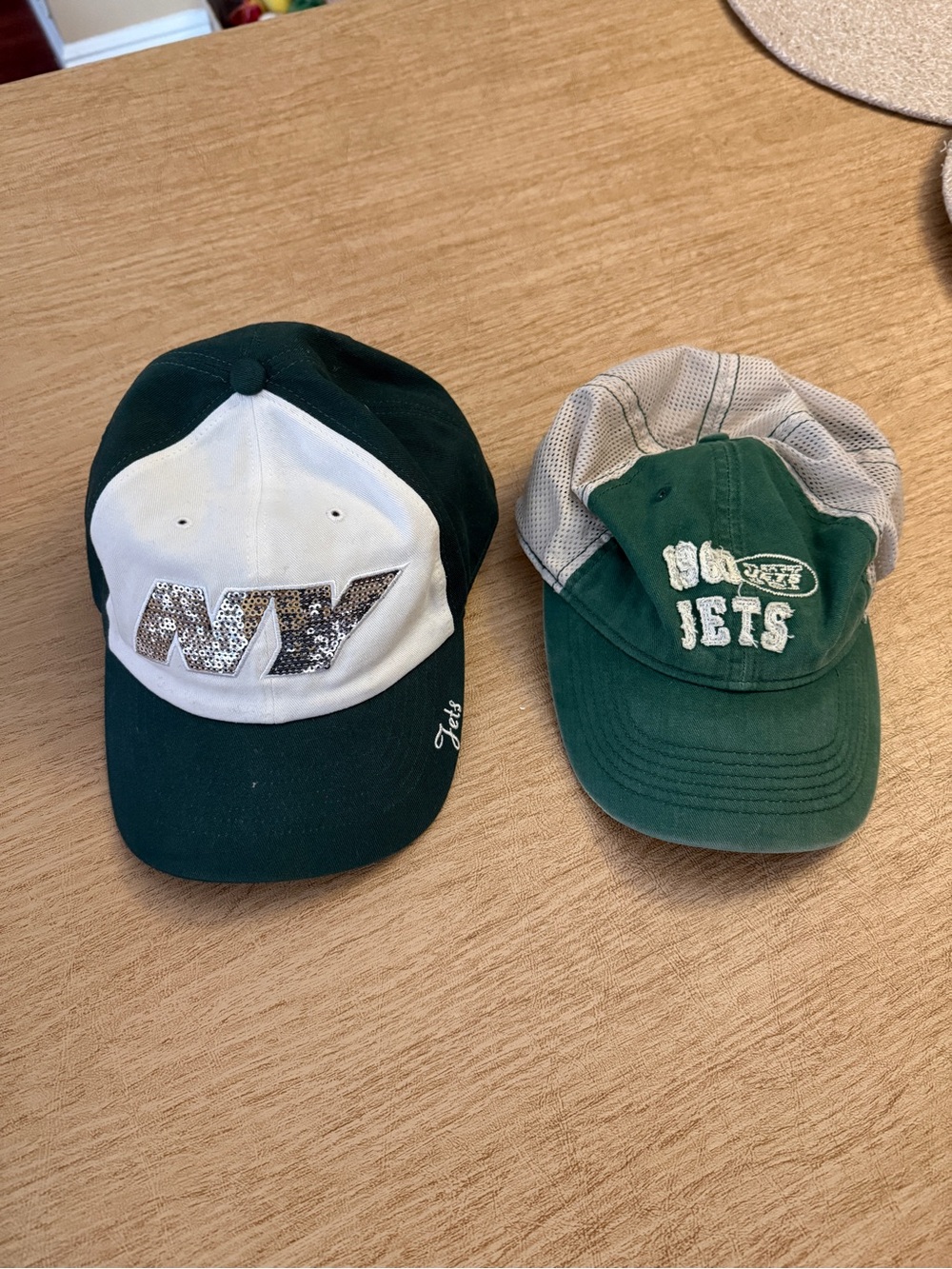 NY JETS Green and White Baseball Caps with Sequined NY and vintage hats